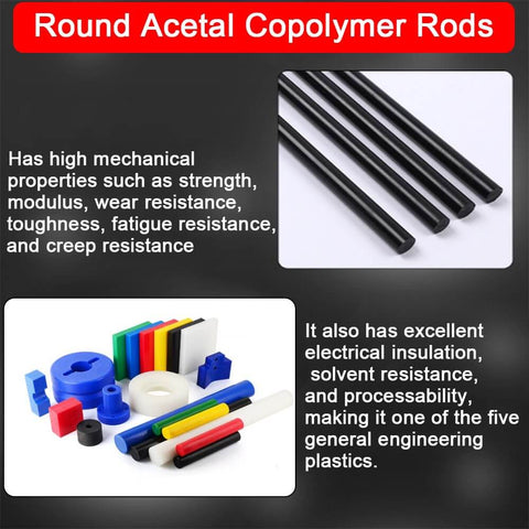 Two Pack Round Acetal Copolymer Rods Half Inch Diameter By Twelve Inch Length Opaque Black POM C Plastic Rods shown