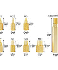 8 Pack Brass Soldering Iron Tips For Heat Set Inserts Compatible With TS100 TS101 Pinecil V2 And Adapters Works With Hakko 900M T18 And Weller Stations For M2 To M8 Thread Inserts In 3D Printing, showing various tip sizes and an adapter head.