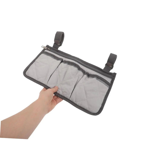 Must Have Bedside Organizer With Four Pockets And Adjustable Straps Hanging Bed Rail Storage Bag With Cup Holder And Zippered Pouch Gray