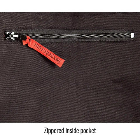 Close-up of zippered inside pocket on BSX 9 Oz Contoured Flame-Resistant Cotton Welding Jacket With Welder's Collar, 2X-Large Black.