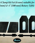 M6 Clamp Kit Set For 3 Inch And 4 Inch Rotary Tables, Rock Solid Clamp System With 2 Step Blocks, Tee Bolts And Flanged Nuts