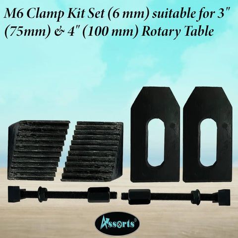 M6 Clamp Kit Set For 3 Inch And 4 Inch Rotary Tables, Rock Solid Clamp System With 2 Step Blocks, Tee Bolts And Flanged Nuts