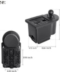 Universal Golf Cart Ball Washer And Club Head Cleaner Kit dimensions with detachable bracket and easy frame mounting in black.