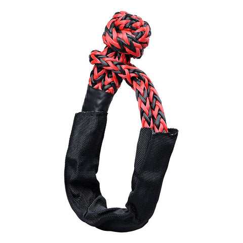 Four Piece Intertwine Black And Red Soft Shackle Rope Set With Protective Sleeve For Off Road Recovery And Towing 38000 Lbs Breaking Strength