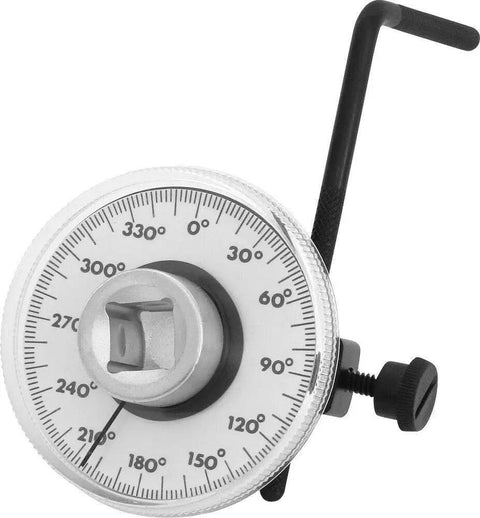 Two-Piece Torque Angle Gauge Set For Half-Inch Drive, 360 Degree Rotation, Angle Measurer Tool For Wrenches, Auto Repair, And DIY Projects, Pro-Grade Torque Readout For Accurate Fastening; 1/2-inch gauge with 360° dial