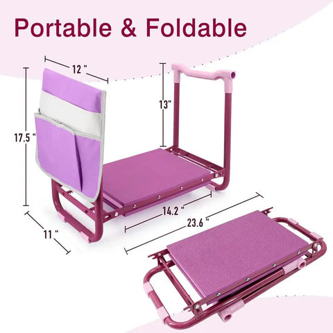 Purple Upgraded Garden Kneeler And Seat With Rugged Steel Frame Sturdy Kneeler Bench With Tool Pouch EVA Foam Knee Pad