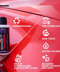Car Scratch Remover And Swirl Repair Polish 4oz With Water Repellent Gloss Finish For Deep Mirror Like Shine And Slick Protective Shield Against Dust Dirt And Road Grime Made In USA held near red car