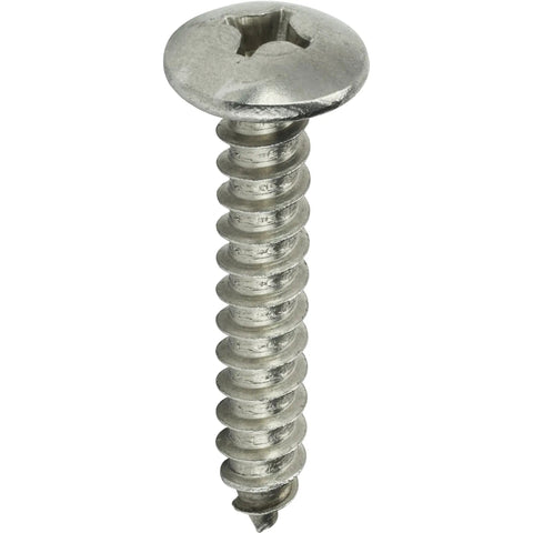 Heavy Duty Size 12 X Half Inch Truss Head Wood Deck And Sheet Metal Screws Full Thread Phillips Drive Stainless Steel 18 8 Bright Finish Self Tapping Rock Solid Hardware 50 Pack detailed image of a truss head screw.