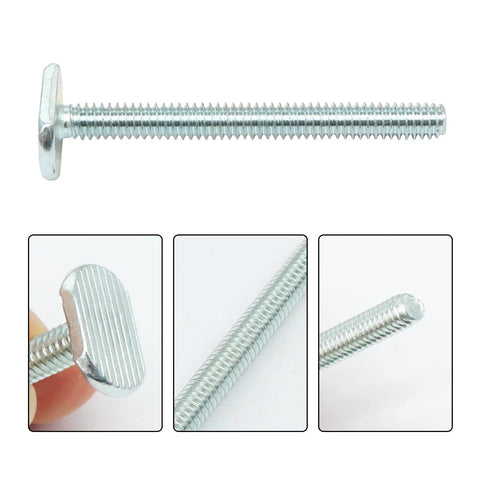 Quarter Inch 1/4-20 T Track Bolt Set, 2-1/2 Inch Length, showing zinc plated finish and T-shaped head detail for woodworking jigs.
