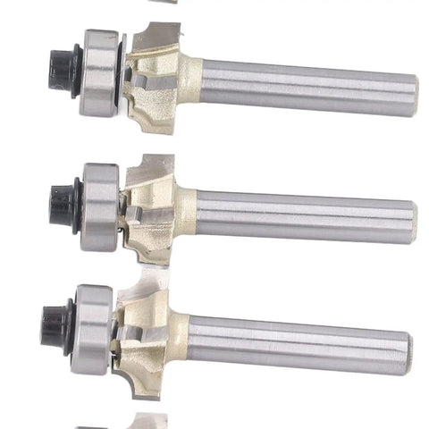 Durable Round Over Router Bit Set With 4 Inch Shanks And Four Flutes for smoothing corners in woodworking.