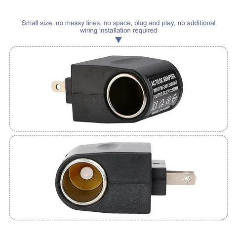 Plug Right Into Your Wall With This Beefy AC To DC Power Converter Transformer Steps Down 220V to 12V Cigarette Lighter socket side view.
