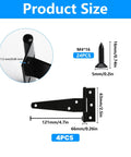 Diagram of 4 Inch T Strap Hinges Heavy Duty Outdoor Black Gate Hinges For Shed Doors Barn Doors detailing dimensions