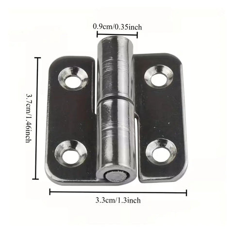 Four Piece Detachable Hinges With Left Hand Lifting Sliding Joint Design, Heavy Duty Metal Hardware close-up with dimensions