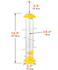 Outdoor Finch Feeder For Nyjer Thistle Seed, 14 Inch Tube Bird Feeder With 12 Feeding Ports And 8 Perches, Yellow Finish