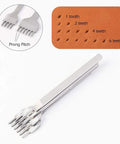 Leather Punch Kit For DIY Leathercraft, 4mm Hole Punch Set With 1 2 4 6 Teeth, Pro Grade High Speed Steel Prong Chisel, Polished Handle