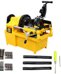 Beefed Up Electric Pipe Threader Machine With One Half To Two Inch NPT And BSPT Dies with accessories on jobsite.