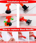 Installation and replacement guide for Tile Leveling System Kit 1/16 Inch Reusable with 200 Levelers, 1000 Spacers.
