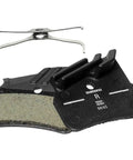 N03a Grey Resin Disc Brake Pads For All Conditions With Grippy Finned Back Plate, shown with metal spring.