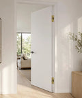 Tough As Nails Concealed Self Closing Door Hinge Satin Gold Hydraulic Adjustable Speed 180 Degree on a white door interior.