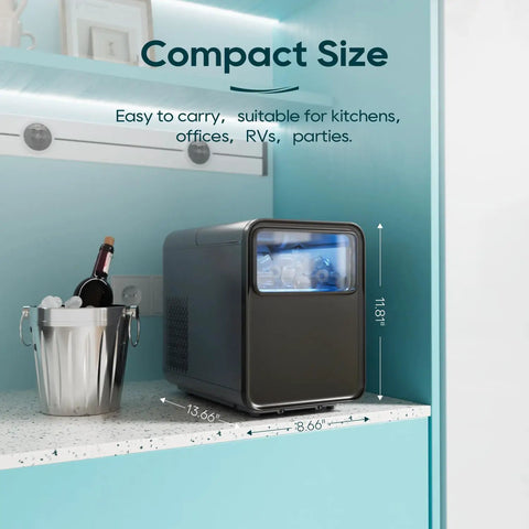 Countertop Ice Maker With 1.5L Water Tank Delivers Bullet Ice In 6 Minutes Turbo Fast Two Ice Sizes Self Cleaning Portable
