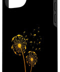 Epic Hang Glider Art Case For iPhone 13 Pro Max with abstract gold dandelion design on black, left side view
