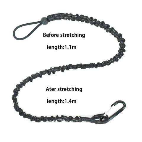 Tool Lanyard 10 Pack Safety Tool Leash Fall Protection Gear showing stretch from 1.1m to 1.4m with carabiner clip