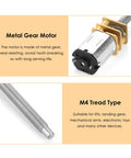 Beefy Torque Low Noise Micro Gear Motor With M4x100mm Threaded Output Shaft For DIY Robot Cars And Mechanical Arms Prime Precision Motor For Robotics Projects And Automation, metal gear motor