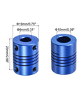 Two Pack 8 To 10 mm Aluminum Alloy Shaft Couplings Flexible With Screws Blue For 3D Printers CNC Machines DIY Projects