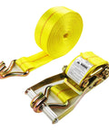 Yellow 2 Inch By 27 Feet Ratchet Strap Tie Downs With J Hook Ends, Pro Grade Heavy Duty Cargo Straps for Trucks, Trailers, Flatbeds And Car Transport, 10,000 Lb Capacity, Non Scratch, Secure Load