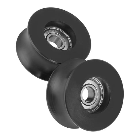 Heavy Duty 4 Pack U Groove Pulley Set With Guide Wheels perfect for sliding door and window tracks, featuring two black roller wheels.