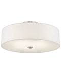 Meridian Collection 4 Light Semi Flush Mount Ceiling Fixture With Off White Fabric Hardback Drum Shade And Brushed Nickel Finish