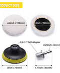 Dimensions of Top Notch Wool Buffing And Cutting Pad Set 3 Inch 80mm Lambs Wool Drill Pads with Hook and Loop for polishing.