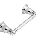 Kingsley Chrome Double Post Pivoting Toilet Paper Holder Wall Mount, traditional style, mirror-like chrome finish, side view