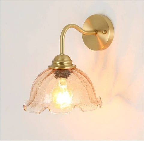 UBNMIUBV Modern Industrial E27 Gooseneck Vintage Brass Wall Sconces Glass Shade Indoor Wall Mounted Lamp Fixture on wall.