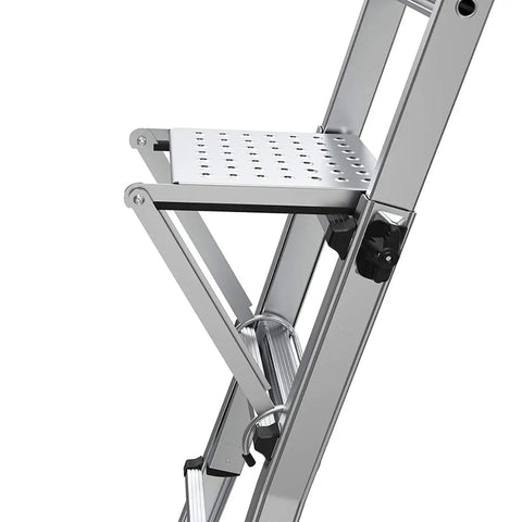 375 Pound Rated Ladder Work Platform Accessory, Heavy Duty, Wide Secure Surface For Ladders attached to ladder rung
