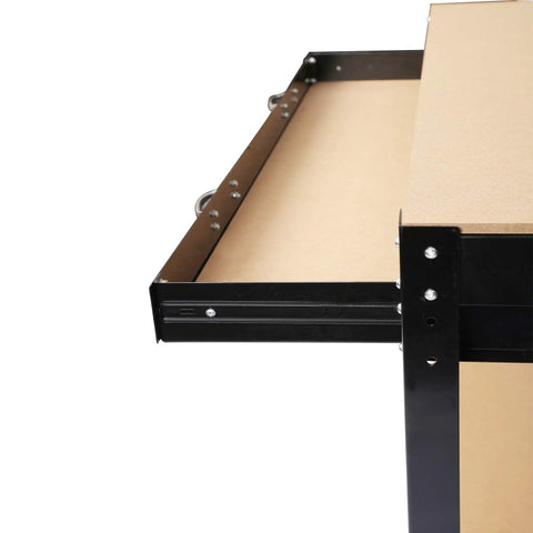 Drawer detail of 63 Inch Heavy Duty Workbench With Steel Frame And Thick MDF Top Delivers 300 Lb Capacity Includes Drawer Pegboard And Storage Shelf