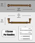 Dimensions of 10 Pack Antique Brass Cabinet Pulls, 5 Inch Length, Heavy Duty Zinc Alloy Drawer Handles for Kitchen Cabinets