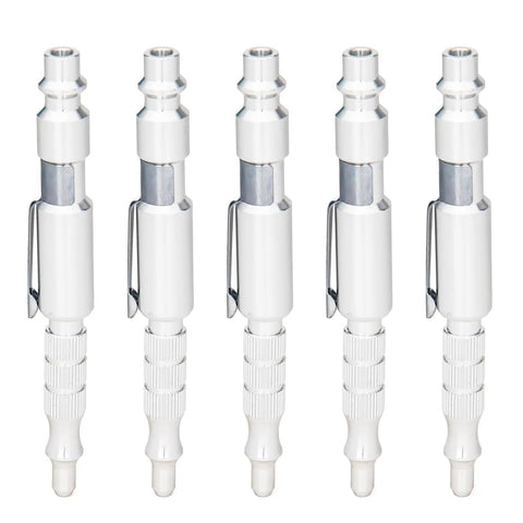 Five Pack One Quarter Inch I M Type Plug Air Blow Guns, Adjustable Pocket Air Blowers With 0-150 PSI, Aluminum Construction