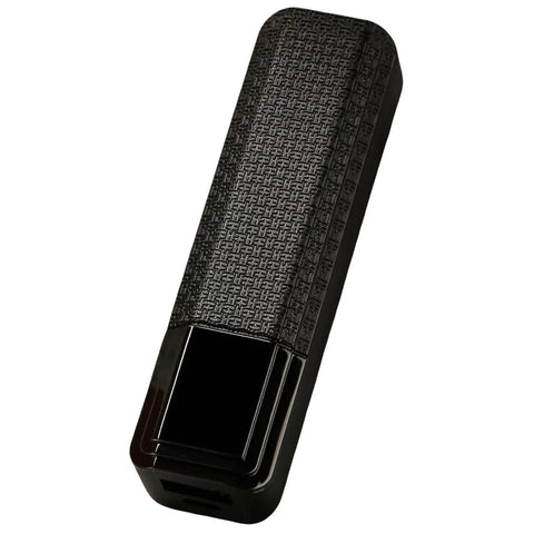 Rugged Solderless 18650 Battery Box With Usb Quick Charge Input Portable Power Supply Enclosure For Indoor Outdoor Adventures On The Fly Flat Top Cell Holder Dead Simple, black textured design with USB port.