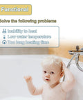 Child in bathtub with text about electric water heating solutions