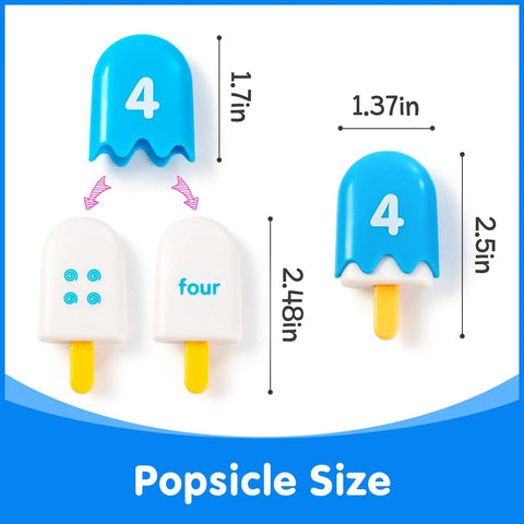 Fun Mini Number Pops 1 To 10 Ice Cream Counting And Number Matching Toy For Kids, showing size and number four details.