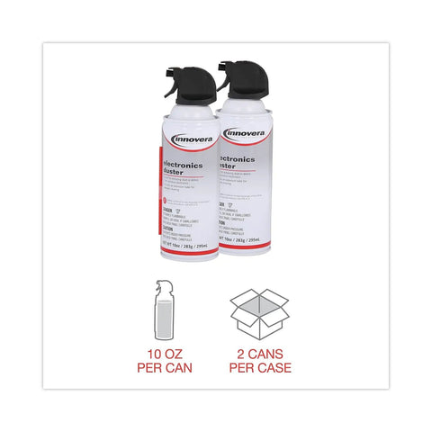 Two Pack 10 Oz Compressed Air Duster With Removable Straw For Pinpoint Cleaning Of Electronics PCs And Keyboards Ozone Safe And Moisture Free Fast Dust Removal From Hard To Reach Spots Includes Bitterant To Deter Inhalant Abuse
