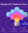 RGB Hexagon Wall Lights For PC Setup USB Powered LED Decor With Seventy Effects, music sync wall lights on stand