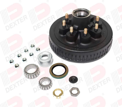Heavy Duty 12x2 Trailer Drum Hub Kit With Pre Greased Bearings For 7K Axles That Fits AL KO Lippert Rockwell And Other Brake Brands With Electric Or Hydraulic Brakes Includes 8 And 9 Sixteenths Inch Studs And Optional Half Inch Stud Upgrade