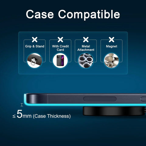 Case compatibility features of 15W Magnetic Wireless Charger Pad For Galaxy S21 Through S26 And Pixel Pro Phones shown.