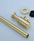 Brass Round Bottle P Trap For Basin Sinks, Adjustable Height Waste Drain Tube Kit in brushed gold finish