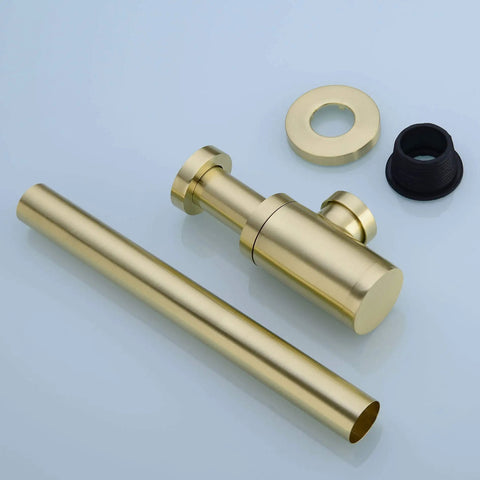 Brass Round Bottle P Trap For Basin Sinks, Adjustable Height Waste Drain Tube Kit in brushed gold finish