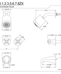 Technical diagram of Millennium Triple-Handle Tub And Shower Faucet In Polished Chrome With No-Fuss Wall Mount, 12-14 NPT connection.
