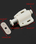 Door Catch Set Pack Of 4 No Brainer Push Open Touch Latch with dimensions for easy install and secure entry.
