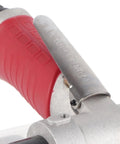 Close-up of the handle and trigger of the Ditch the dust with this Badass 1A Air Pneumatic Belt Sander Bench!